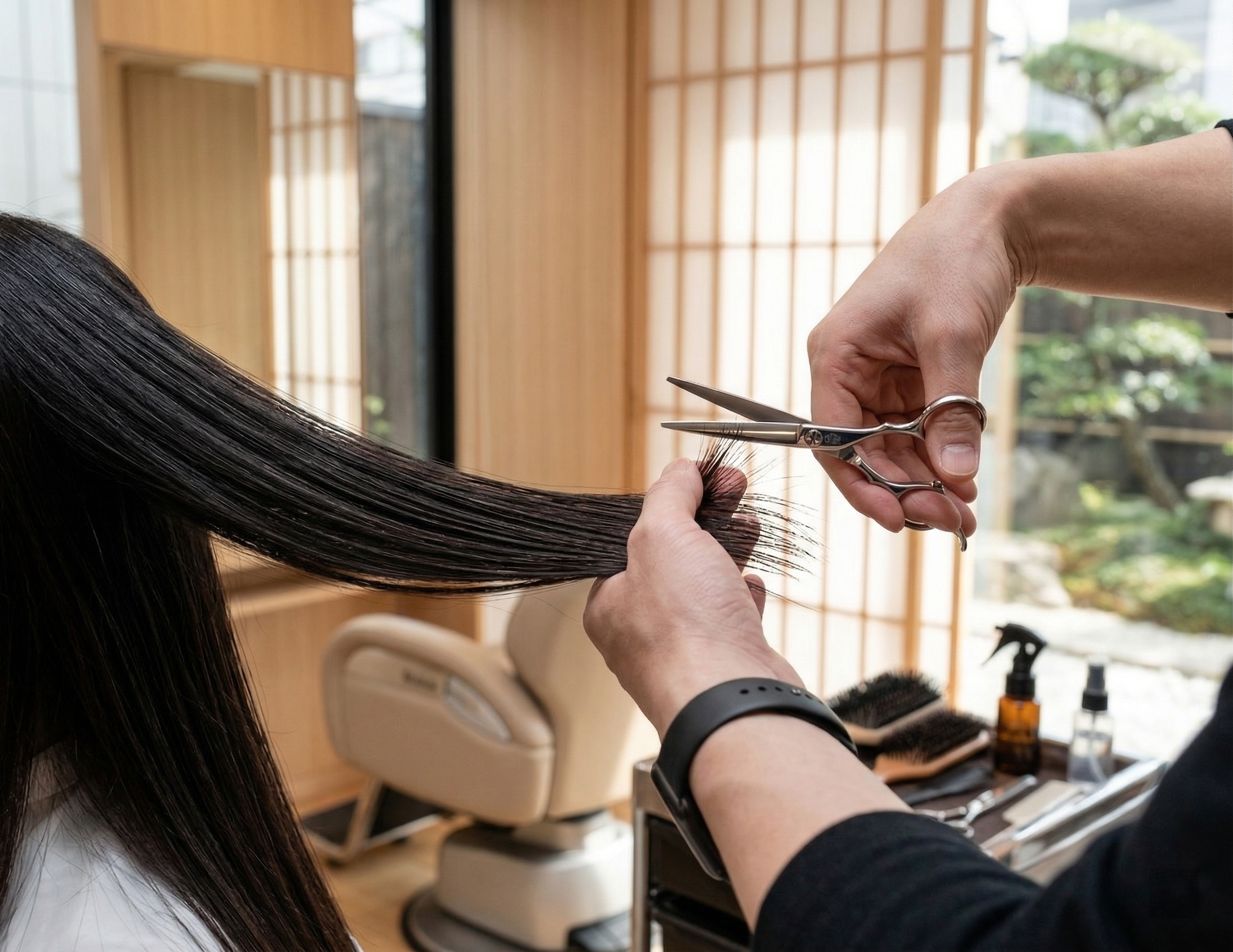 Precision hair cutting with natural light